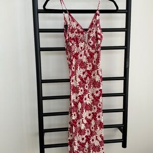 ANGIE  red summer floral midi slip dress size Small